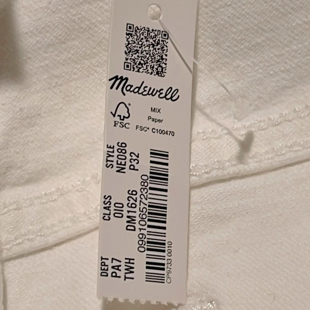 Madewell NWT Petite Perfect Vintage Wide Leg Crop Jeans Size 32P High Rise White - Picture 10 of 11